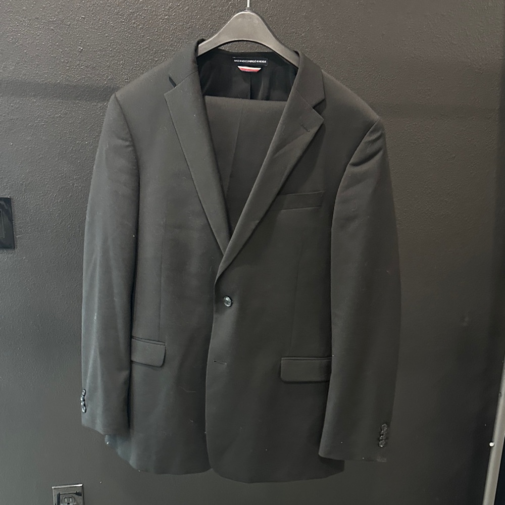Tommy Hilfiger Mens Modern Fit Suit 44 Tall Black